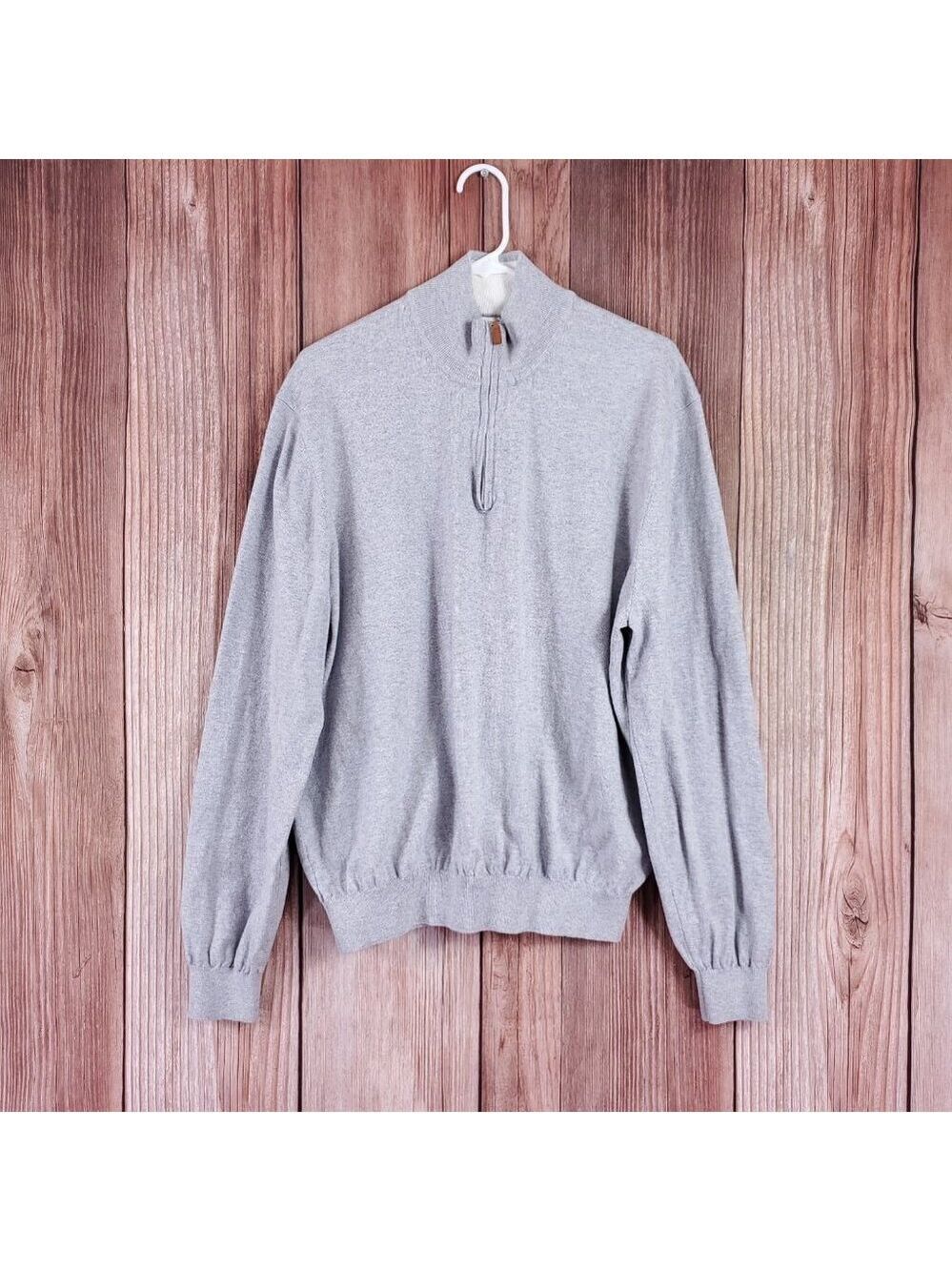 Collars & Co Mens XXXL 3XL 1/4 Zip Pullover Sweater Pure Cotton Gray